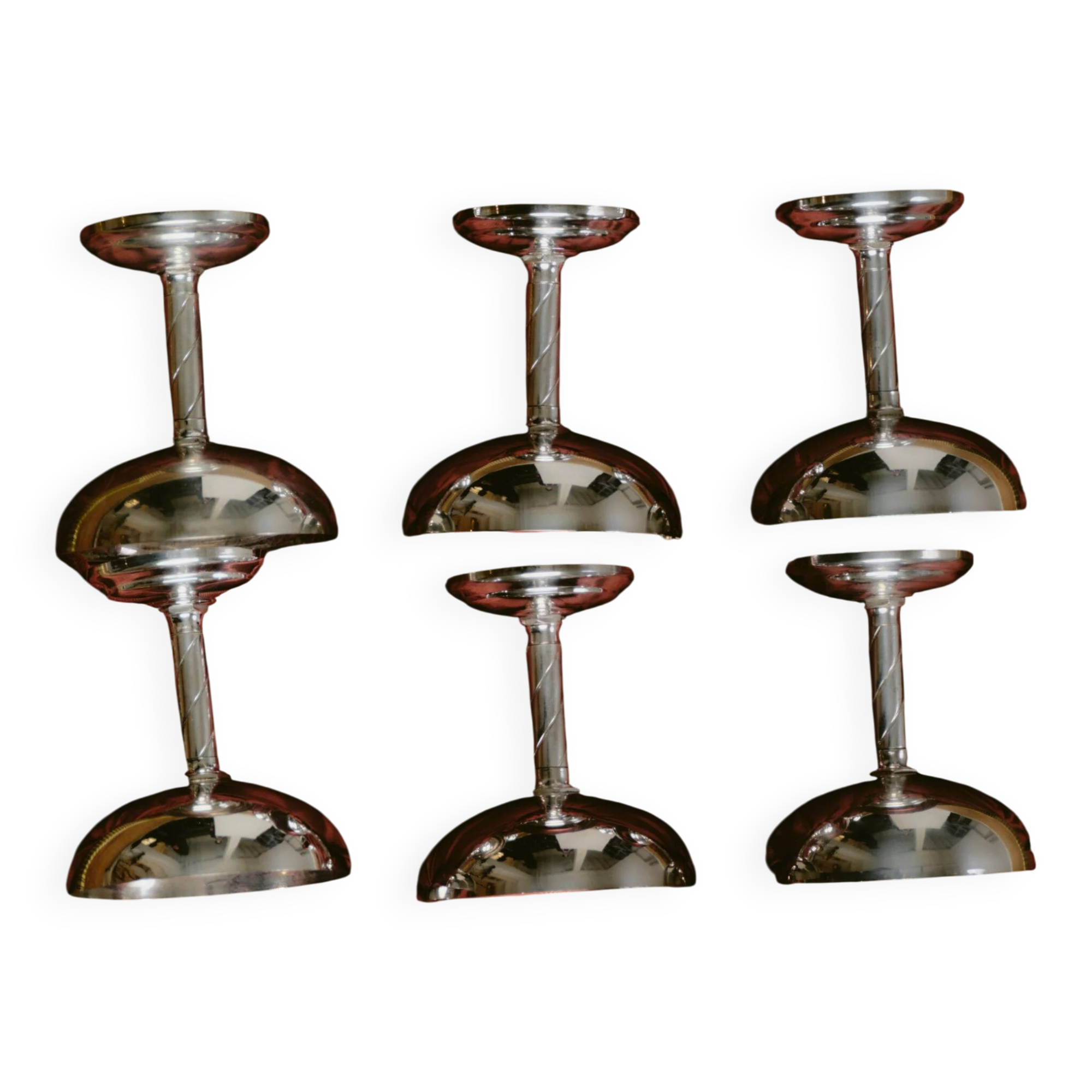 Set de 6 coupes à champagne en métal, années 1960