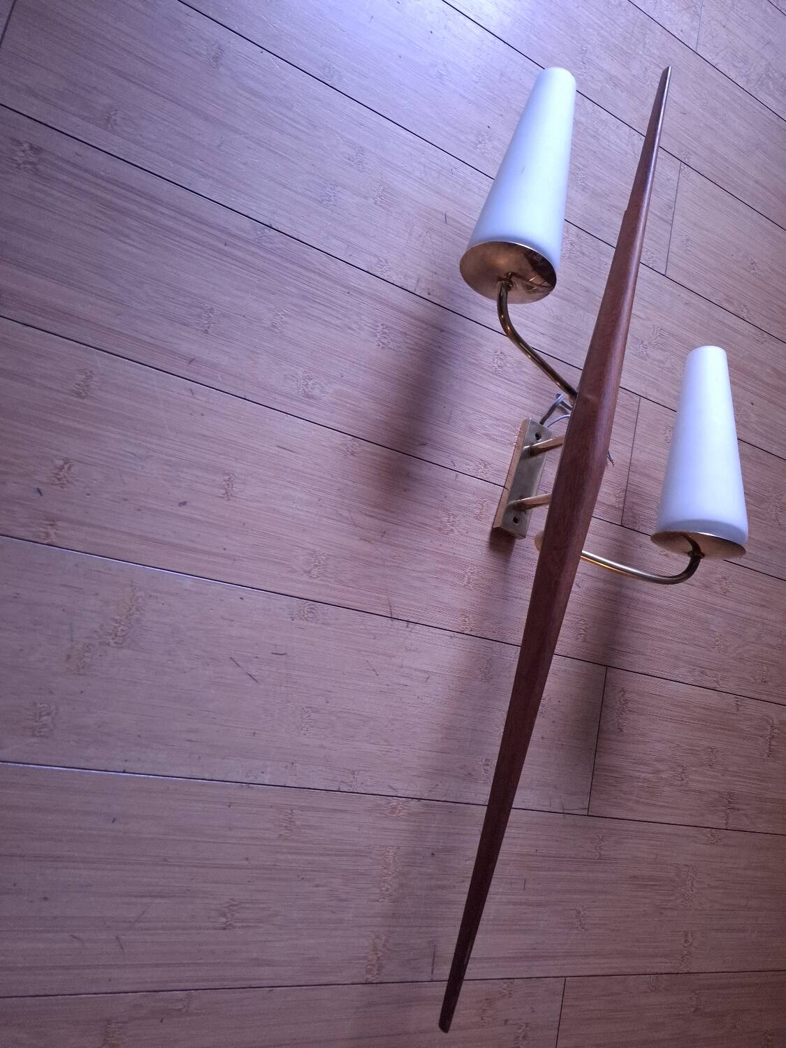 60's teak wall light from Maison Lunel