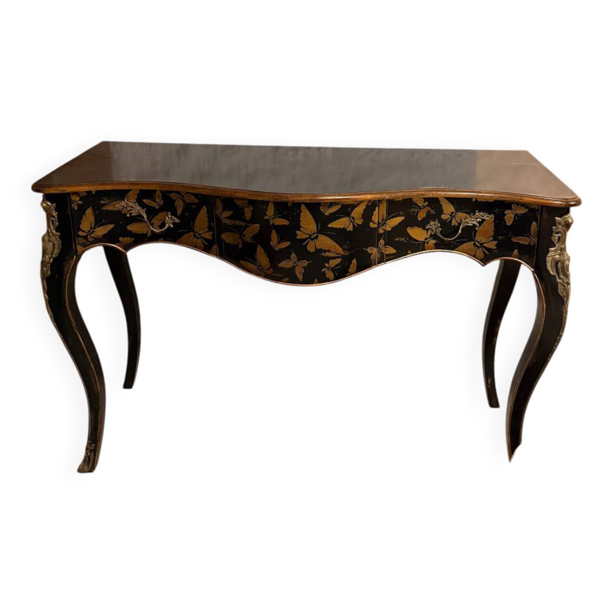Wooden console painted with butterflies