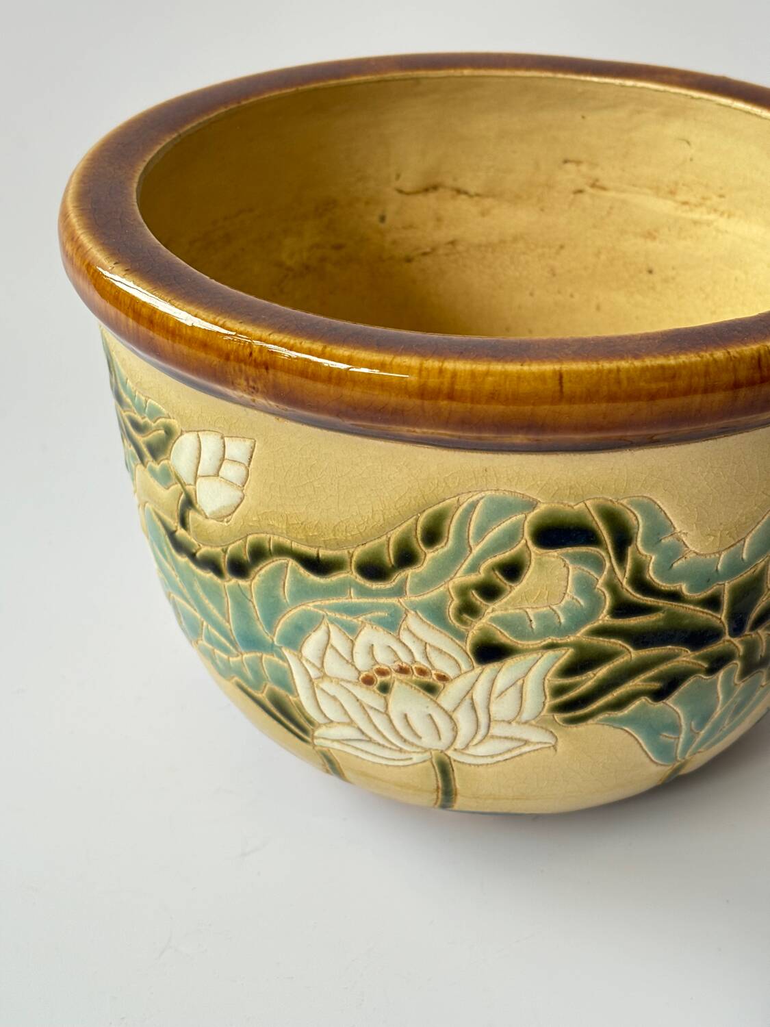 Old glazed ceramic cache pot