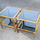 Pair of bamboo and smoked glass vintage bedside tables