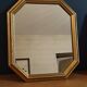 Hexagonal mirror golden carved solid wood frame