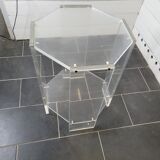 Octagonal side table in transparent plexiglass from the 70s