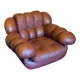 Large Italian leather lounge chair, 1970s