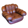 Large Italian leather lounge chair, 1970s