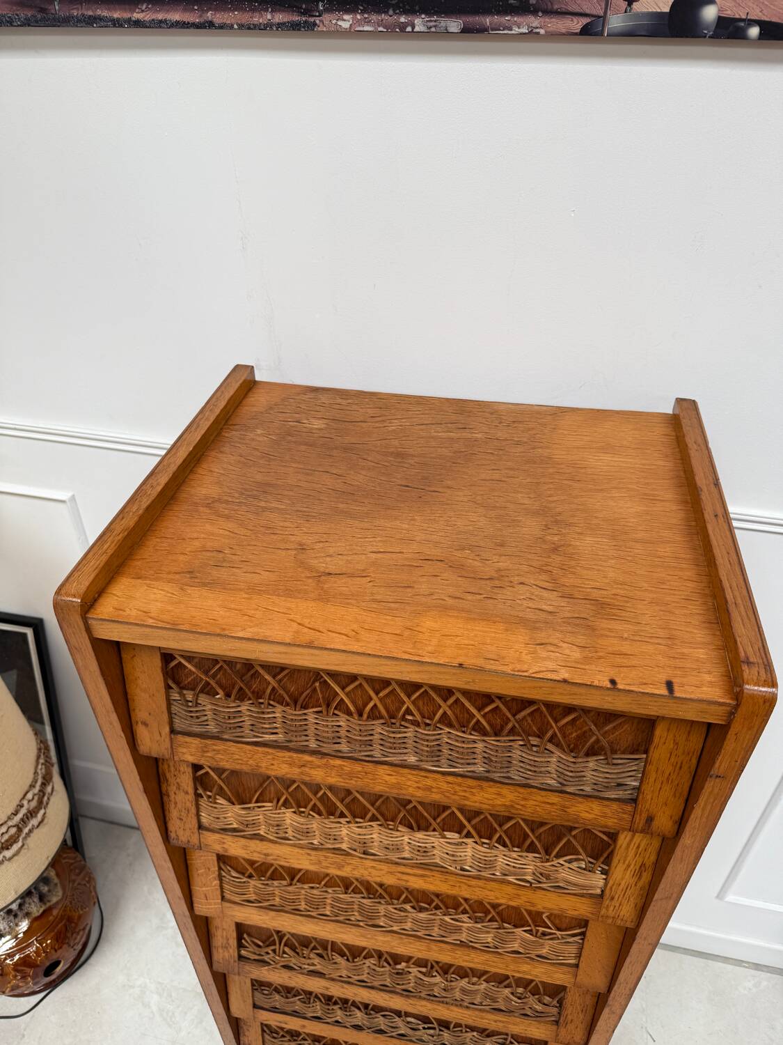 Vintage rattan chest of drawers