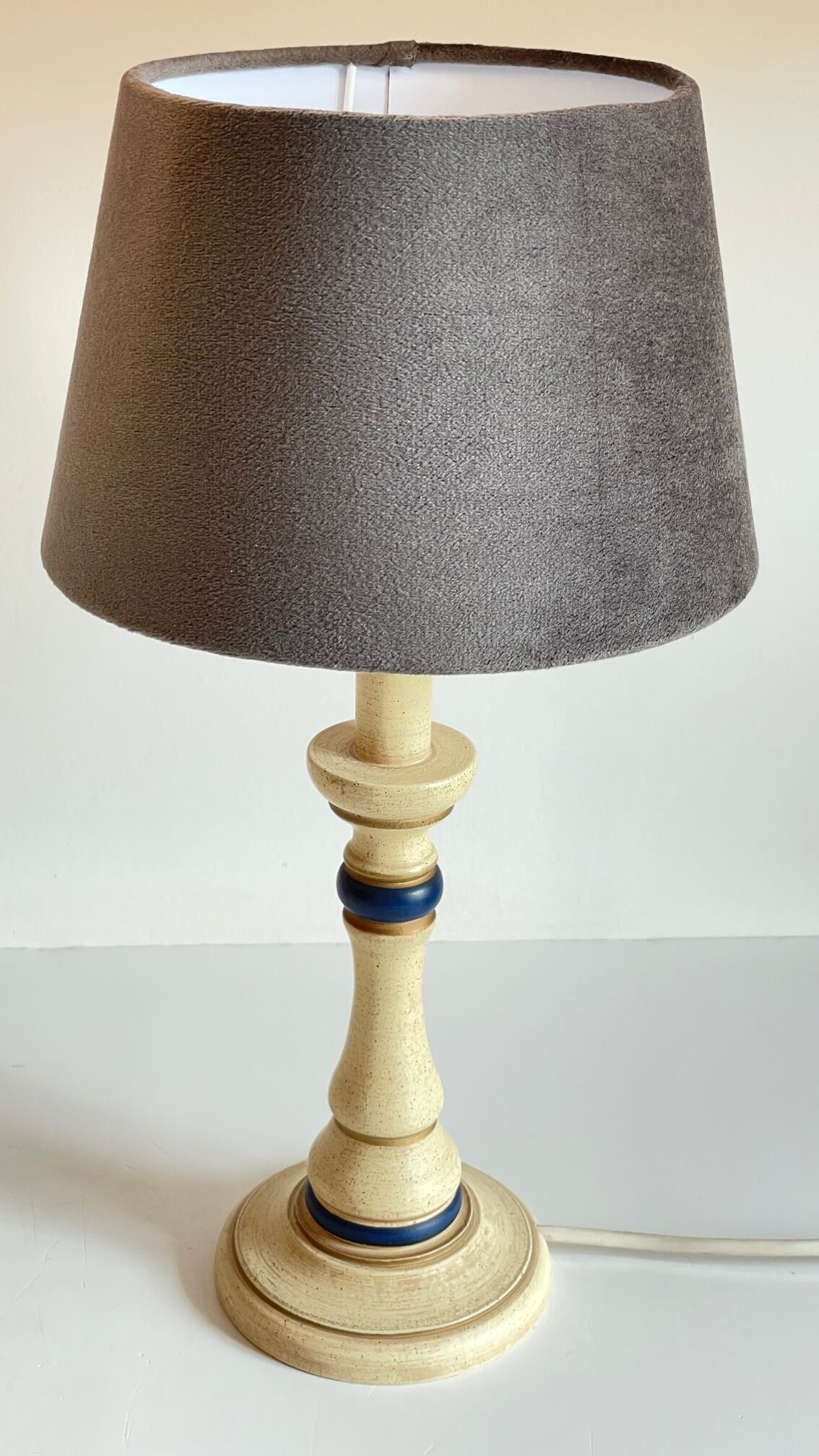 Vintage turned wooden lamp