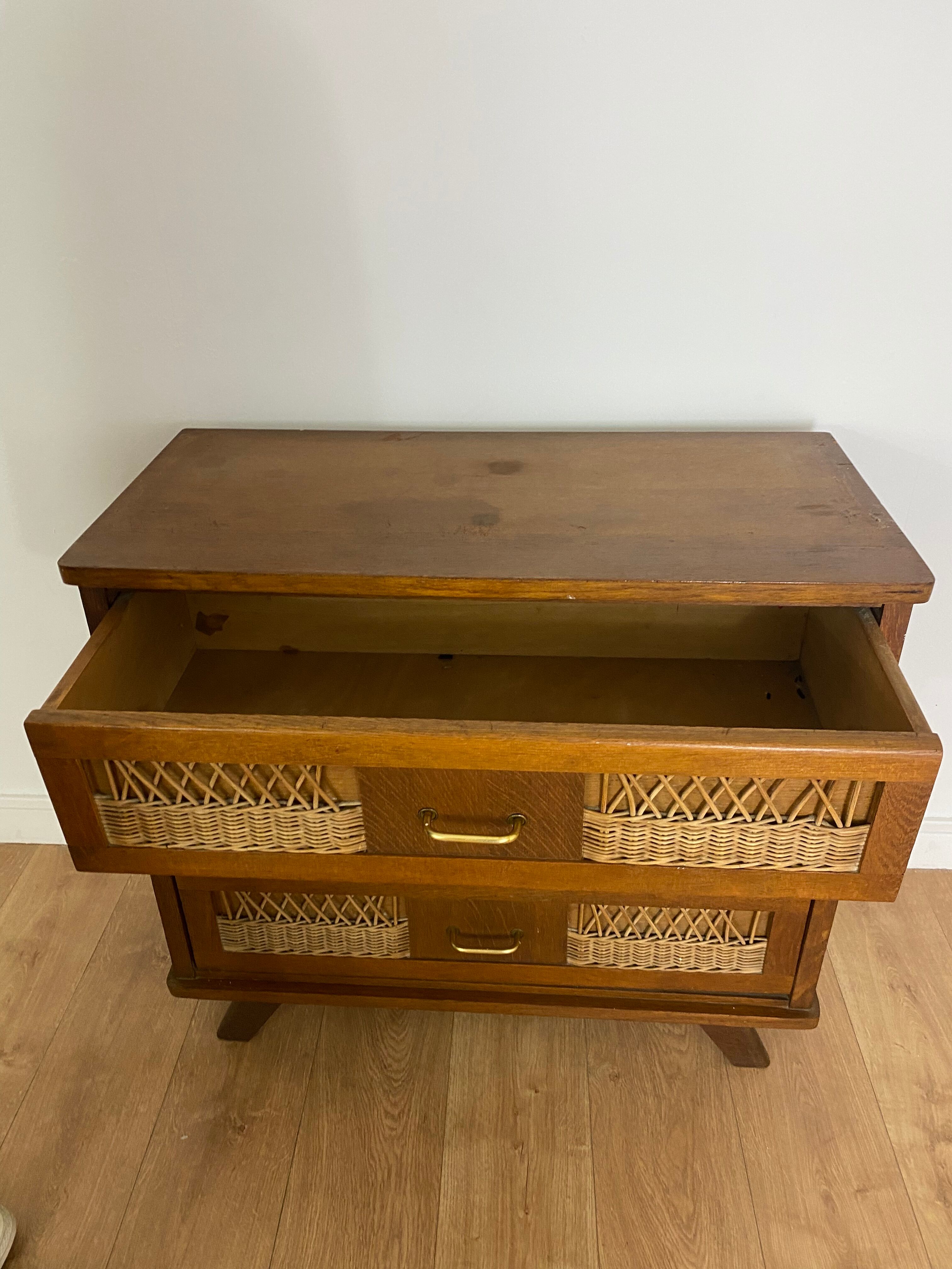 Vintage dresser rattan compass feet