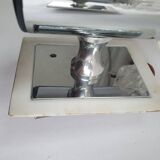 Pair of vintage chrome wall lights with square globes, Italian Targetti, 1970
