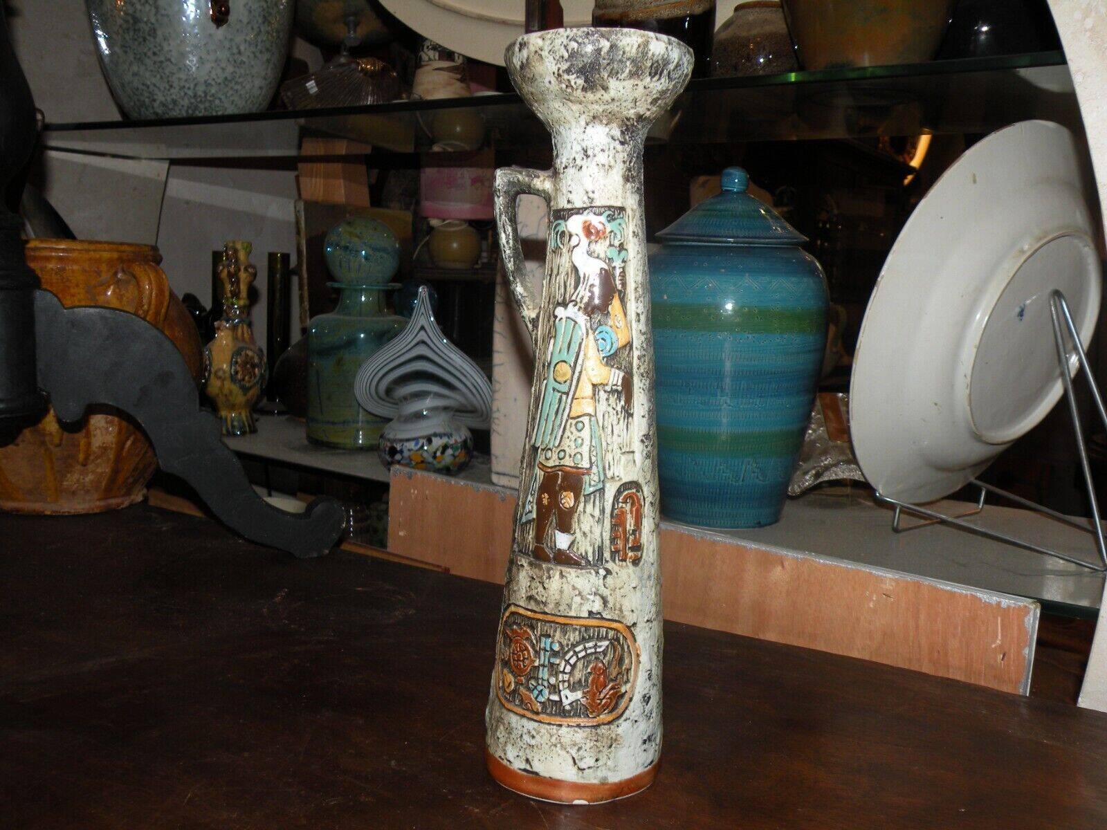 Italian Ceramic Brescian Arco Gardasse Candlestick 1970