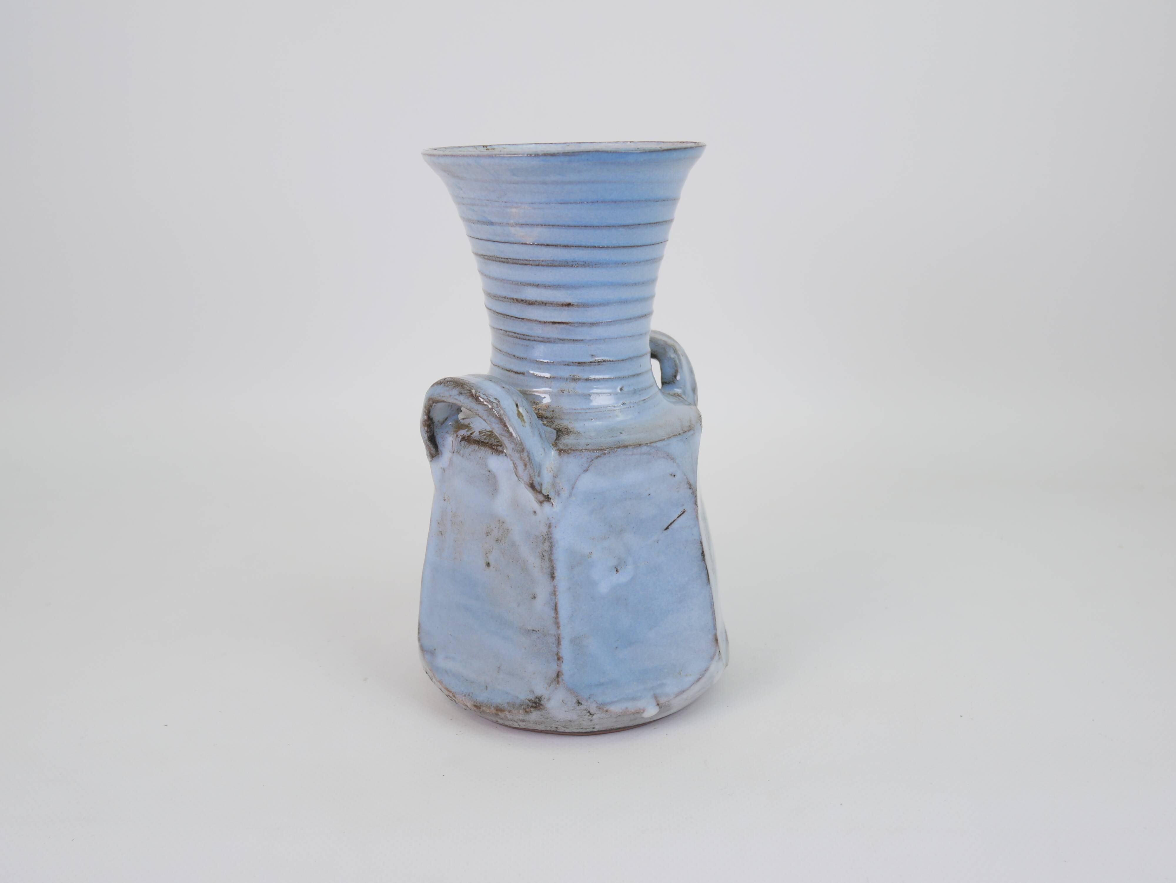 Sky blue glazed ceramic vase