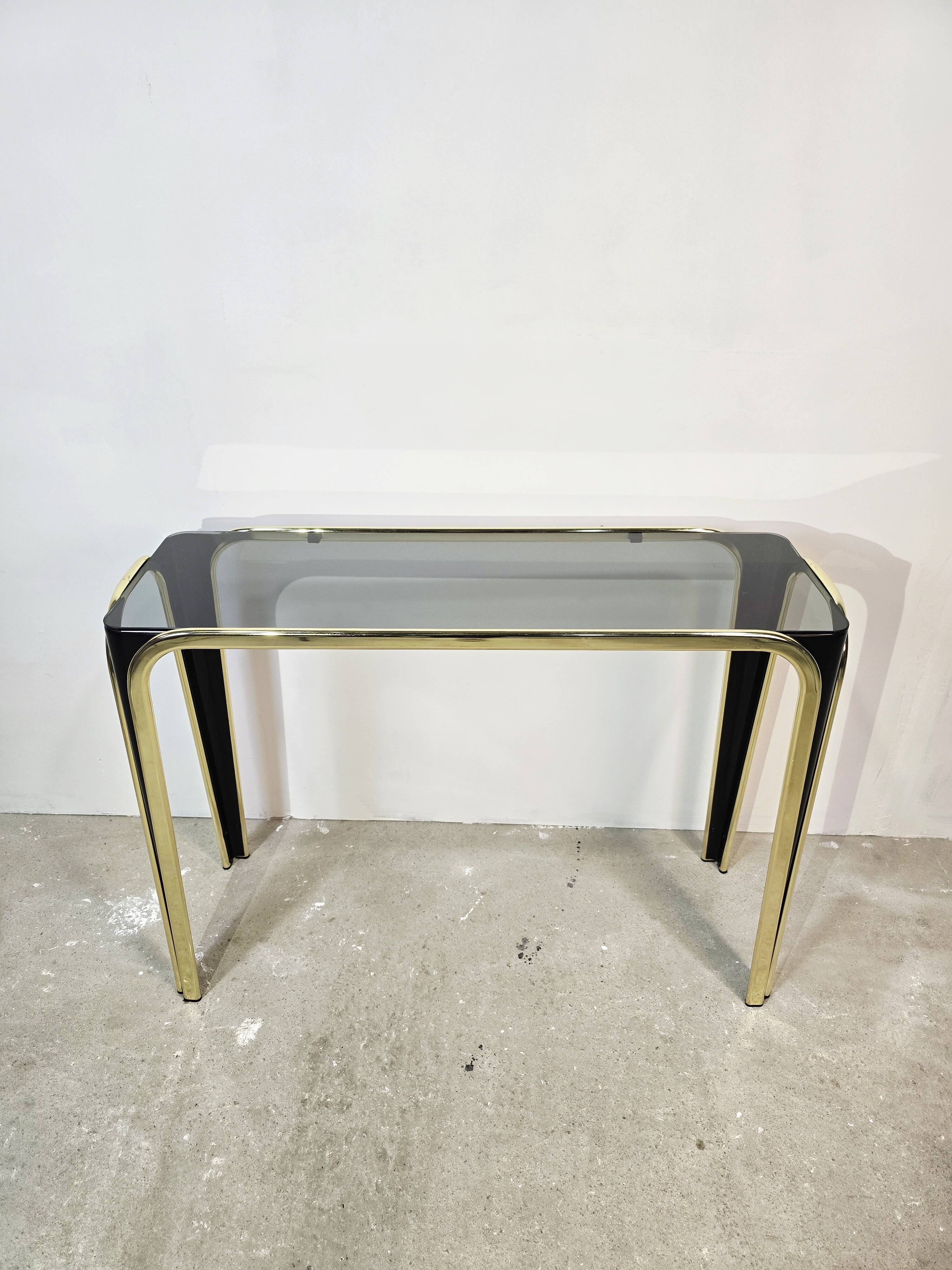 1950s glass and gold console table – Mid-century modern style