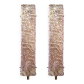 Pair of Luxury Gold Wall Sconces with Ametista “Graniglia” Murano Glass