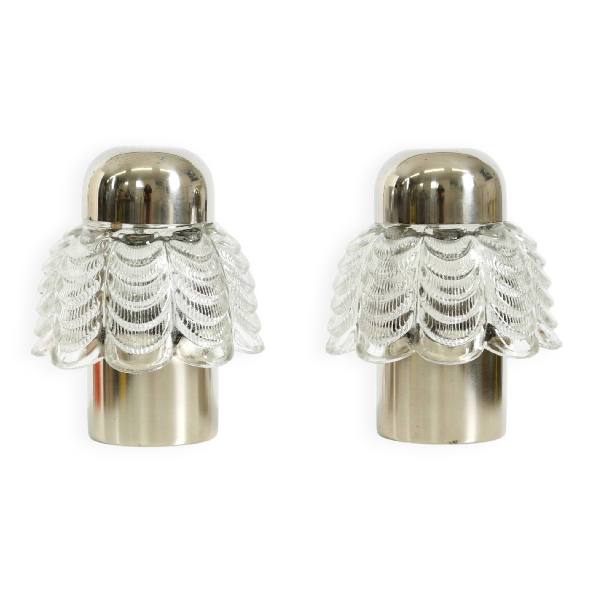 Two large, rare 1960s metal and glass table lamps by VEB Narva Leuchtenbau