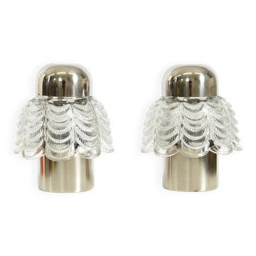 Two large, rare 1960s metal and glass table lamps by VEB Narva Leuchtenbau
