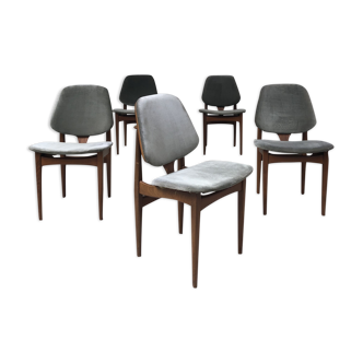 Vtg Mid Century Set Of 5 Elliots Of Newbury EON Dining Chairs Danish Design mcm