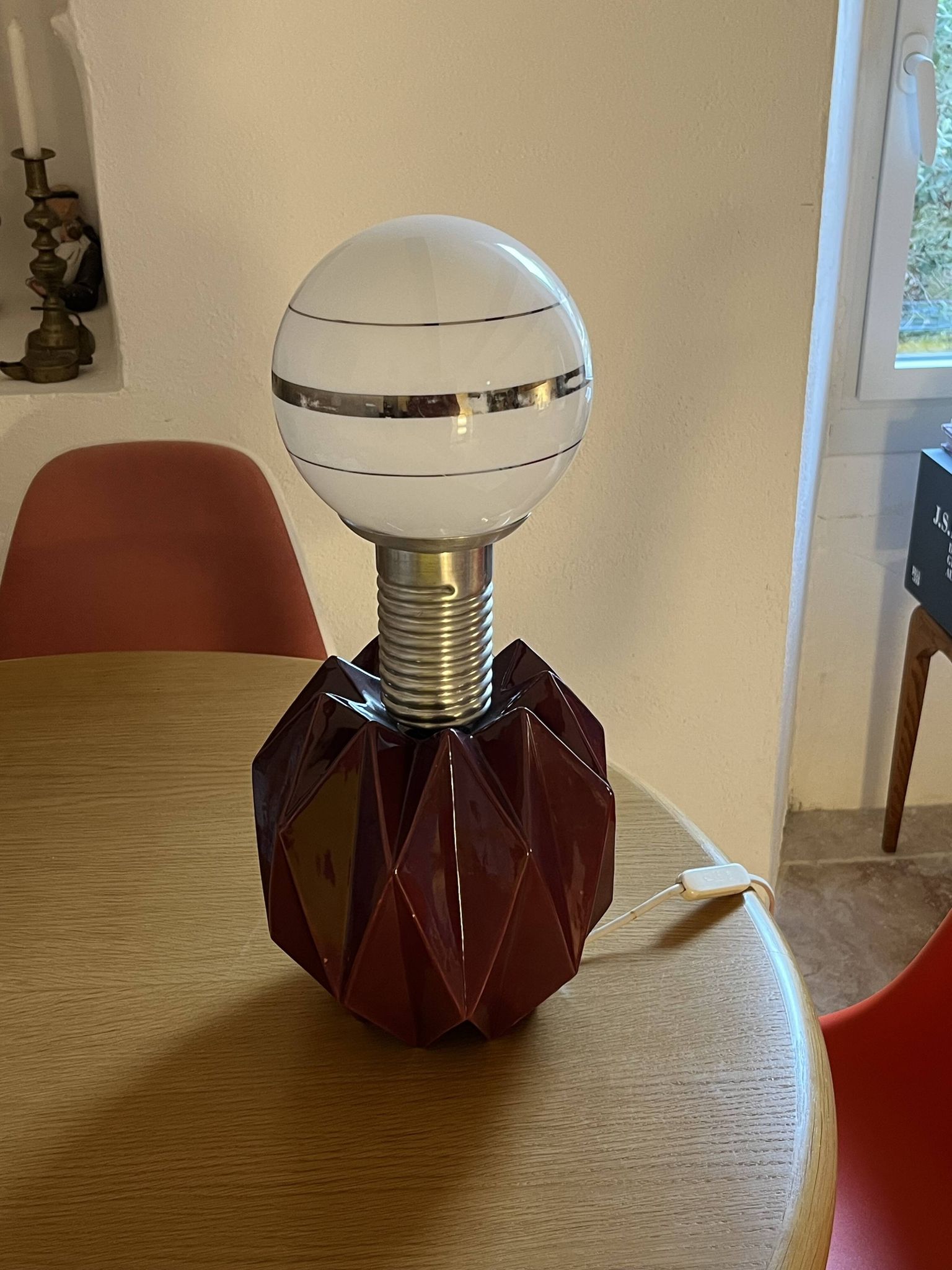 Origami lamp, ceramic and glass