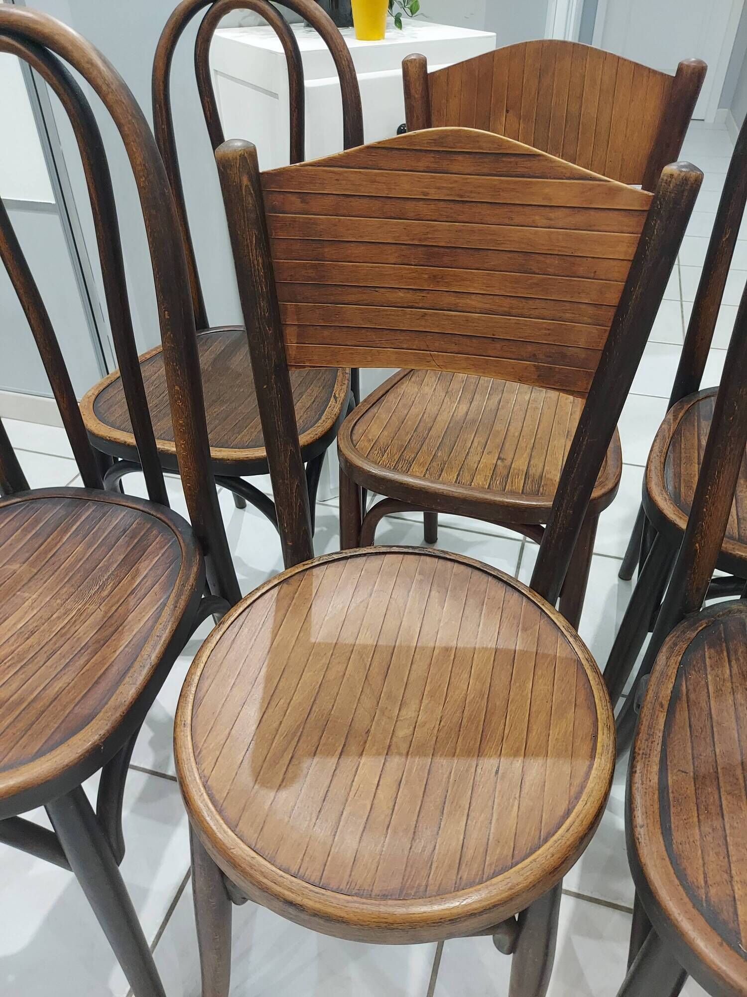 Suite de 6 chaises de Bistrot Baumann et Fischel années 1920