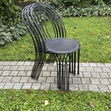 Black chair in vintage wrought iron 1980