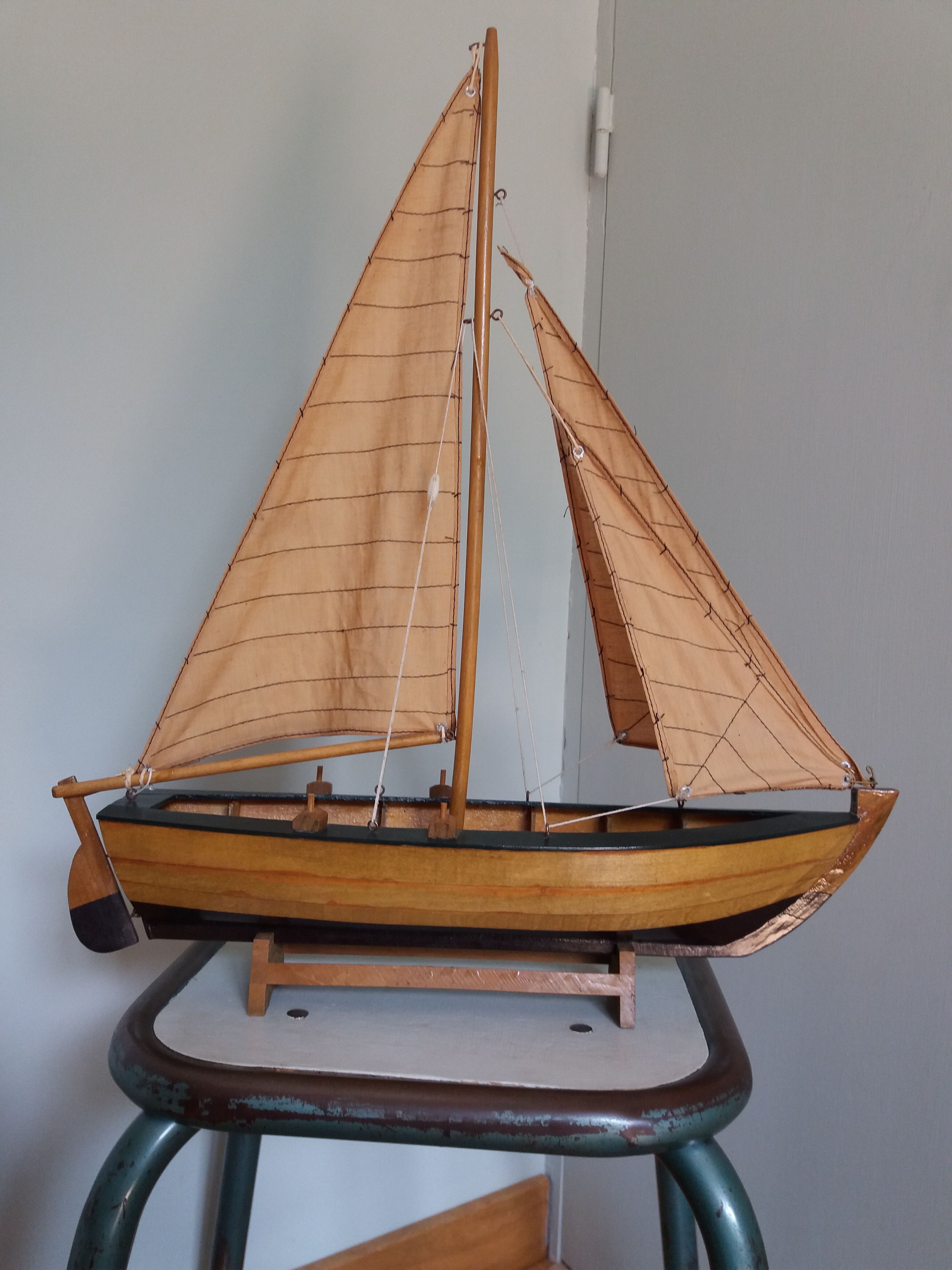 Wooden boat model sailboat