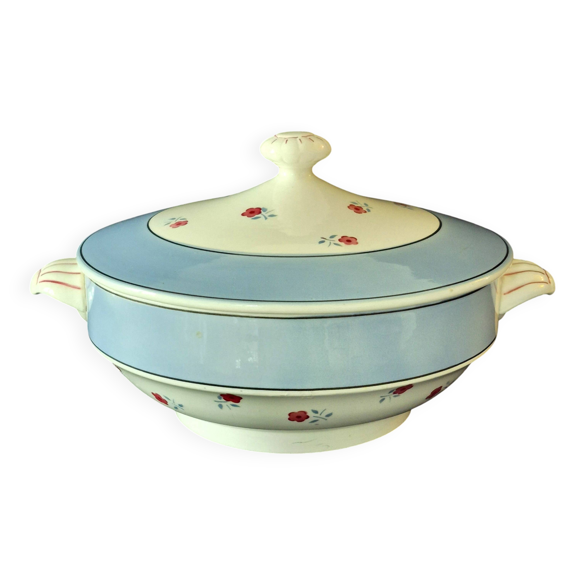 Vegetable dish (soup tureen) in Digoin Sarreguemines earthenware, model AIX A156.