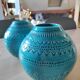 Pair of vases shaped ball stylish Asian. Glazed ceramic