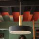 Jean Gandelin suspension in black lacquered sheet metal, white metal, brass, and diffuser in Cristalux/etched Plexiglas.