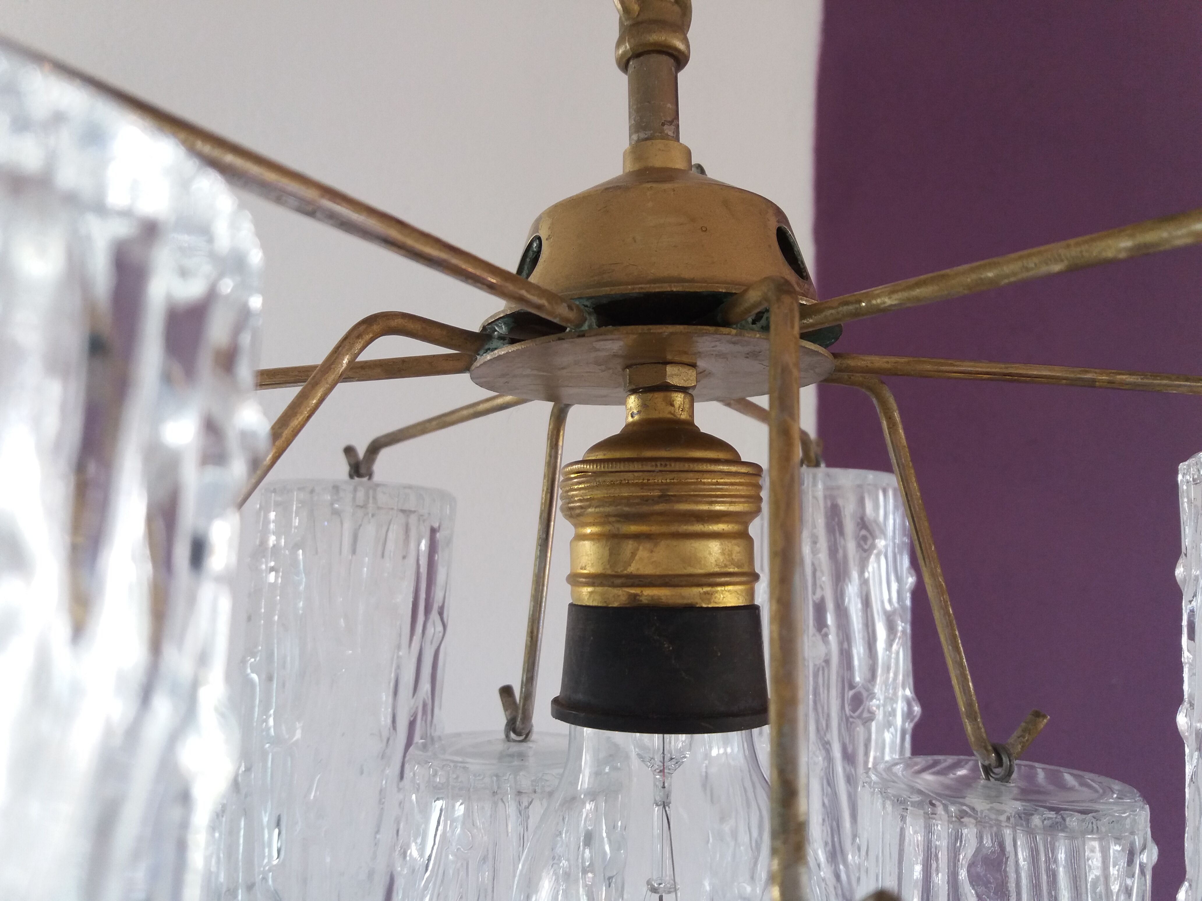 Murano glass chandelier "Tronchi" style 60's Venini style