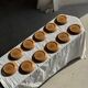 11 assiettes à dessert en grès liseré brun Sarreguemines
