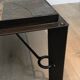 Rare coffee table in steel and wrought iron with a top made of lava stones