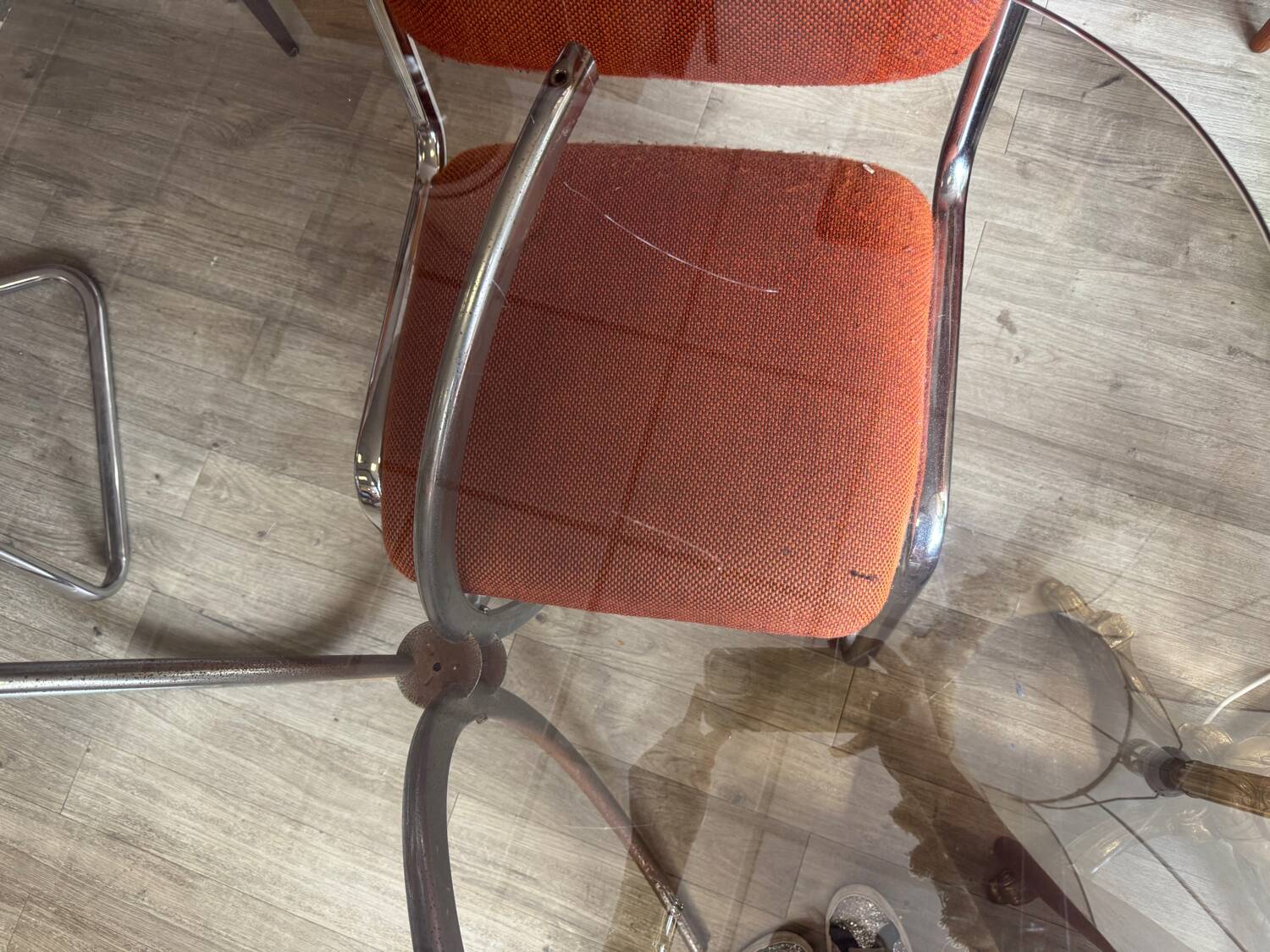 Vintage 70s smoked glass dining table