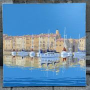 Patrick TURION Large Oil Port of Saint TROPEZ 80x80cm Exhibitions