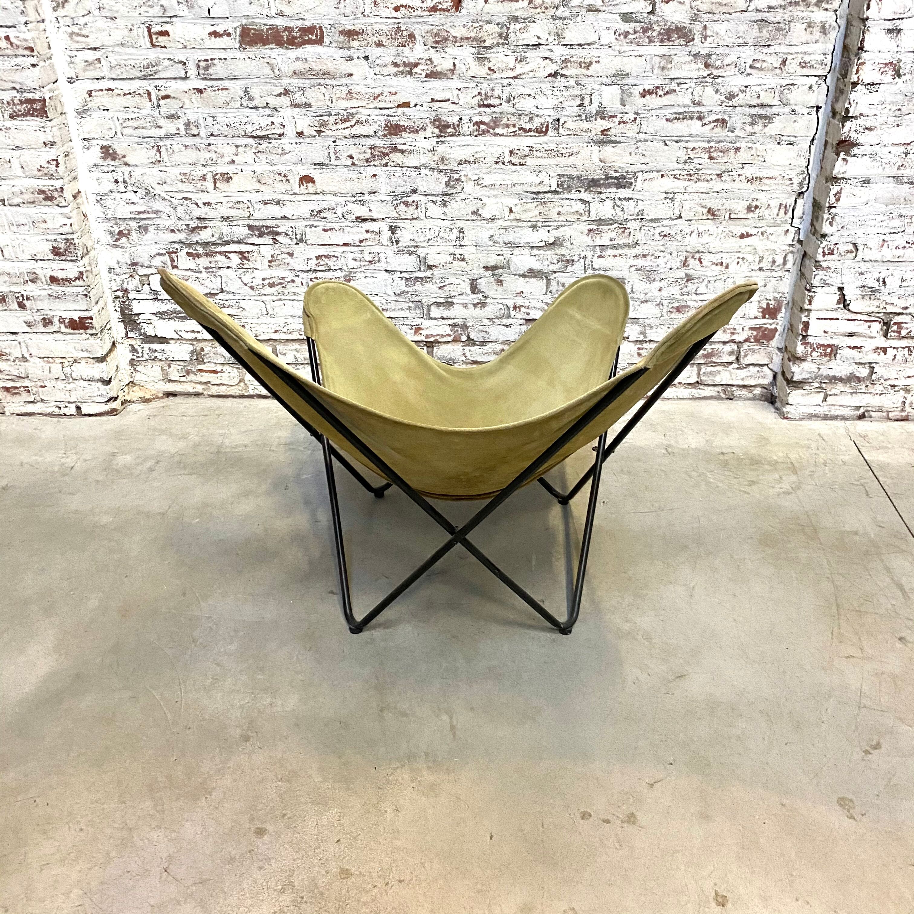 Vintage Butterfly Chair in Green Suede Leather, 1970s