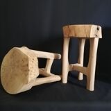 Brutalist solid oak stool