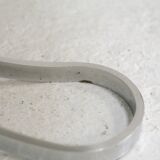 Living room table "Space Age" polished steel, circular slab smoked glass. France, circa 1970.