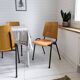 Lot de 3 chaises empilables Mid Century Chaise d'école Industrie Bois Métal Marron Vintage Rétro Cha