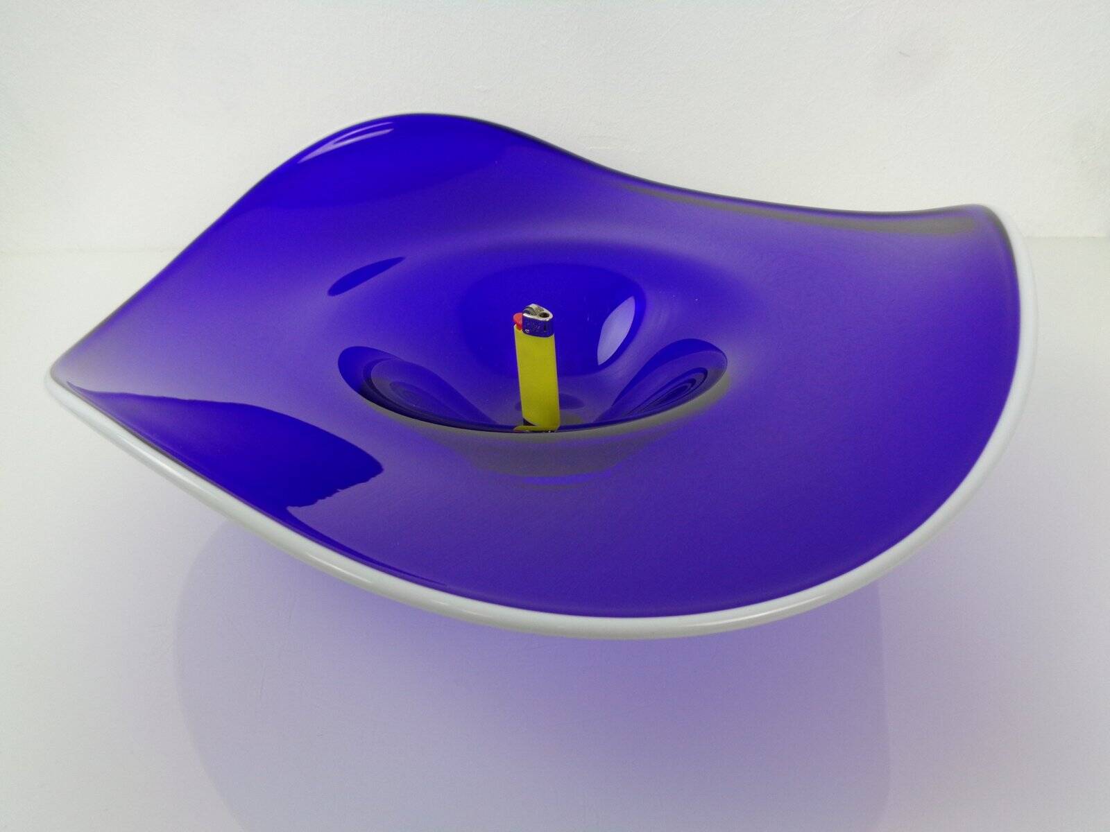 Large blue glass bowl, Czechoslovakia, 1960s