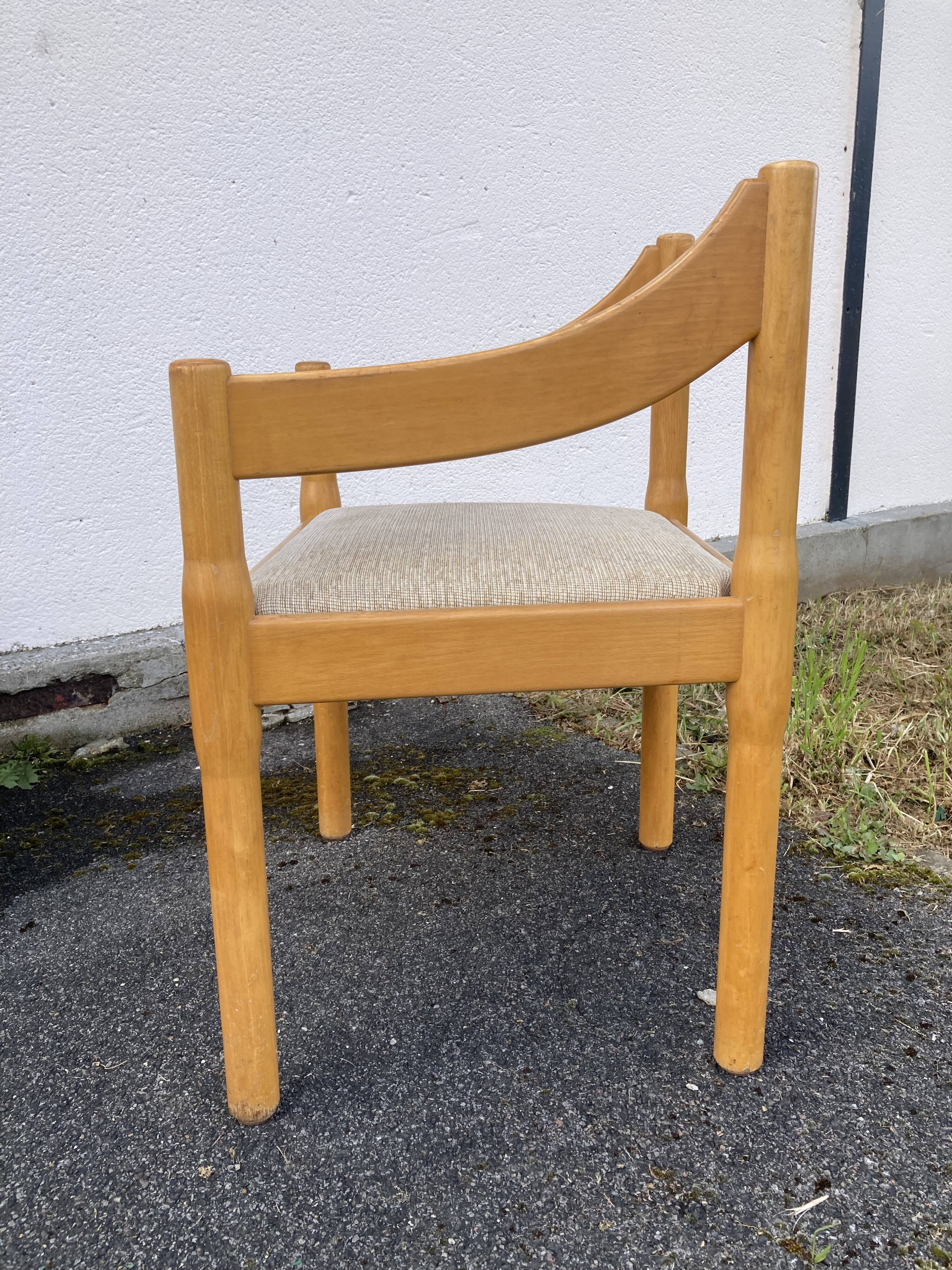 Six Carimate Cassina armchairs 1960's by Vico Magistretti