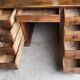 Ancien bureau 9 tiroirs en noyer de style gothique ref je