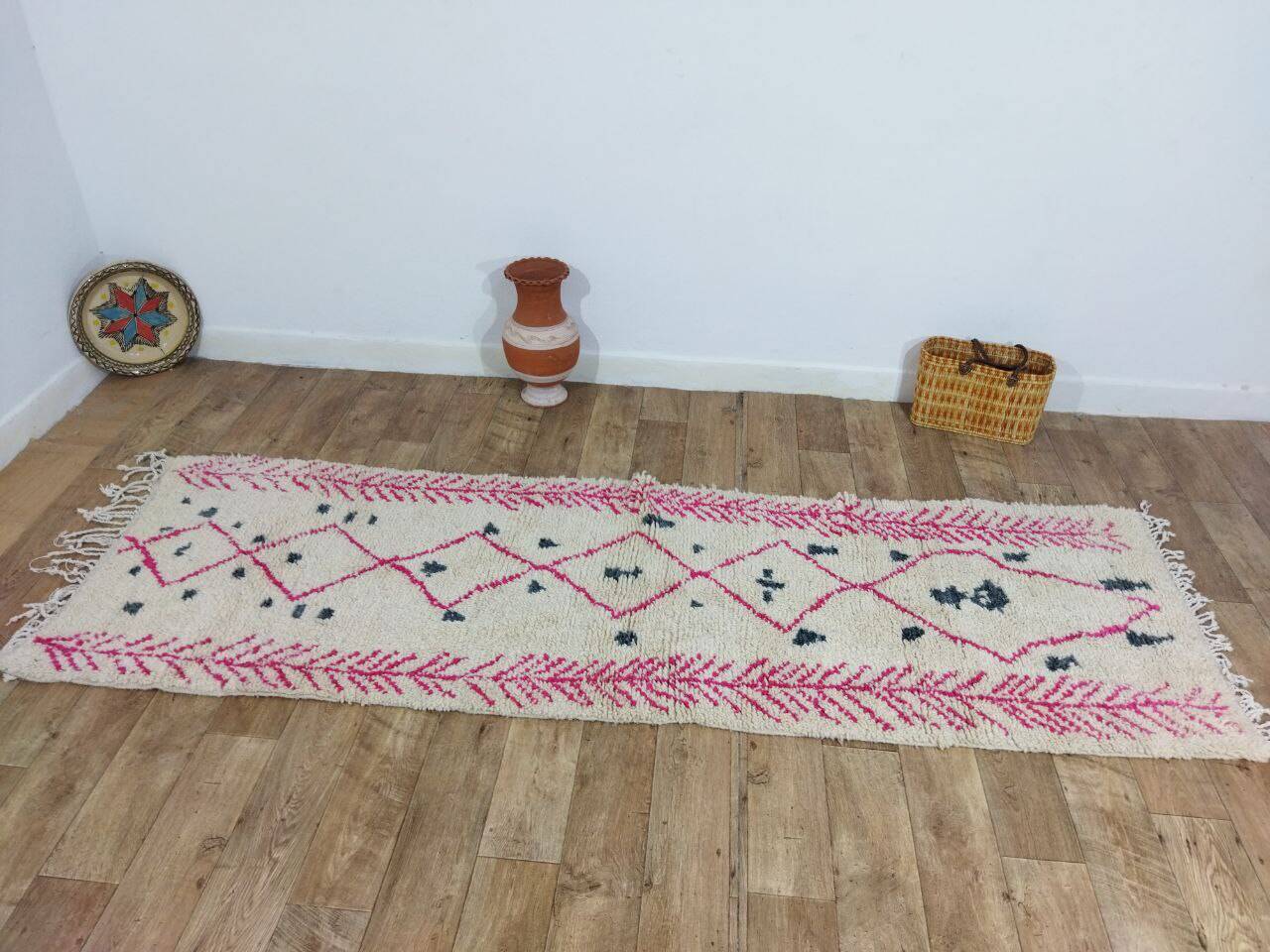 Berber hallway rug pink 290 X 90 CM