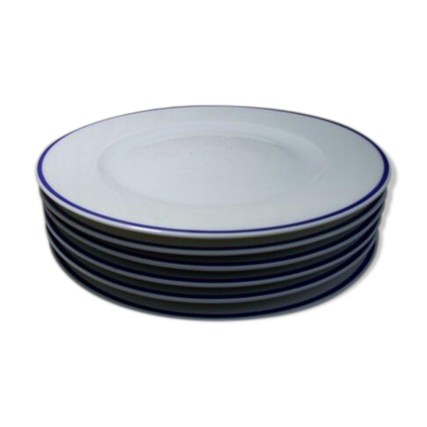 6 plates dessert Limoges Haviland Rochas filet bleu