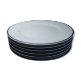 6 assiettes dessert Limoges Haviland Rochas filet bleu