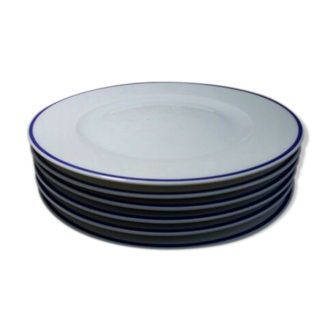 6 assiettes dessert Limoges Haviland Rochas filet bleu