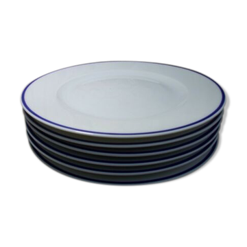 6 plates dessert Limoges Haviland Rochas filet bleu