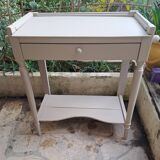 Repainted solid wood side table with lower shelf 1900