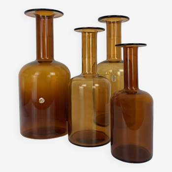 Ensemble de 4 vases danoises Gulv en ambre, Holmegaard design Otto Brauer