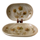 pair of sandstone / ceramic raviers Niderviller Doria Ste Radegonde hand painted 70s