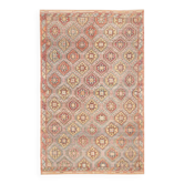 Tapis Kilim tribal en laine rouge pâle et vert (6 x 10 po), 189 x 300 cm