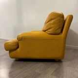 Fauteuil cuir jaune Rochebobois années 80/90