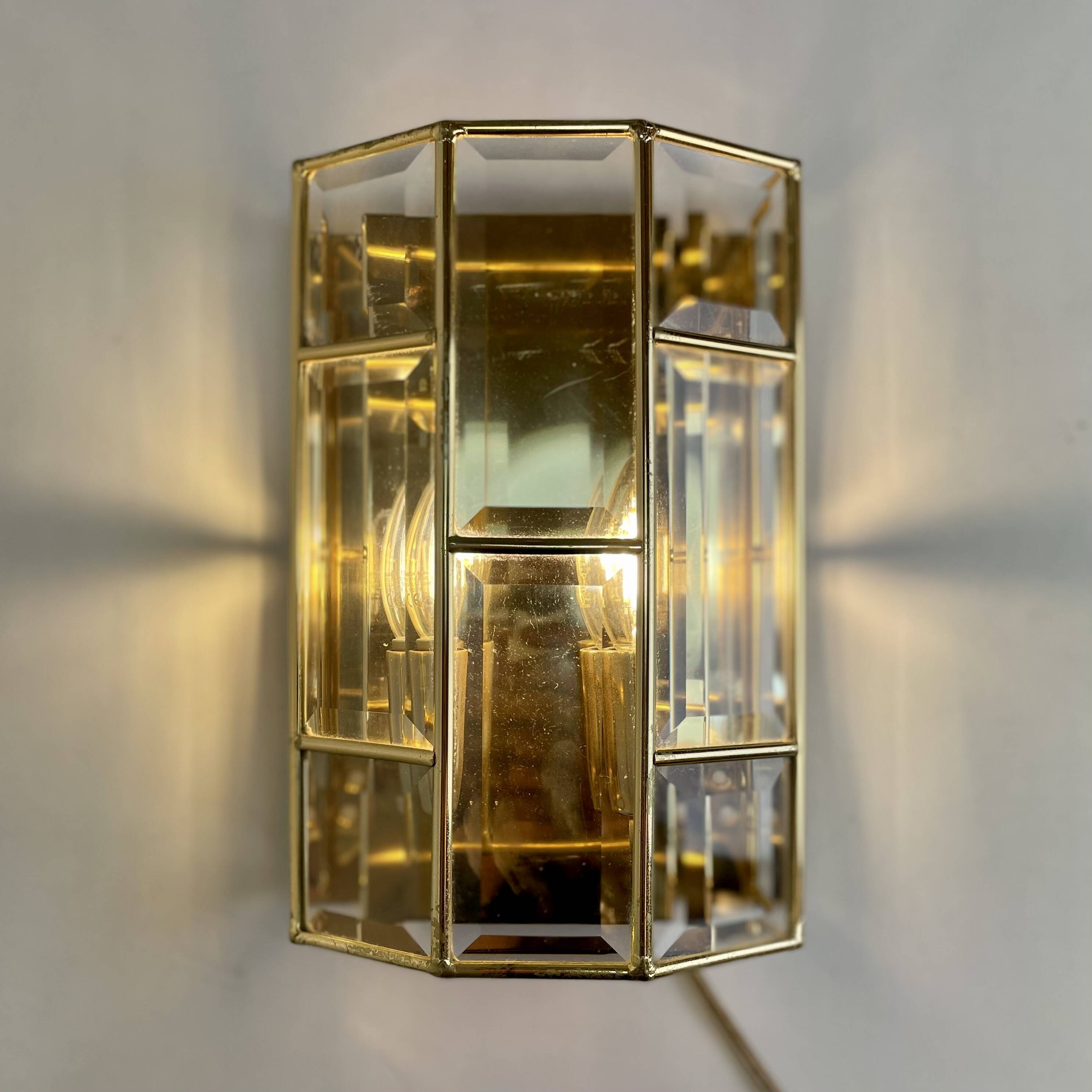 Italian brass wall lights, 1980s